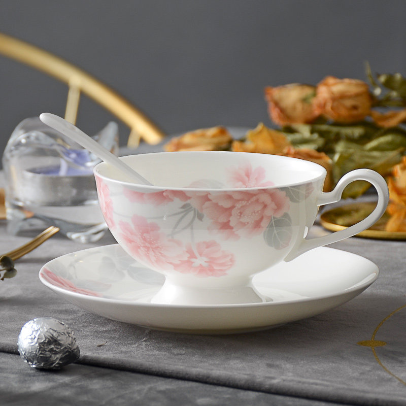 华光国瓷 骨瓷咖啡杯碟套装牛奶杯 欧式轻奢生日送礼咖啡杯礼盒装,淘宝优惠券,粉丝福利购,淘宝优惠卷