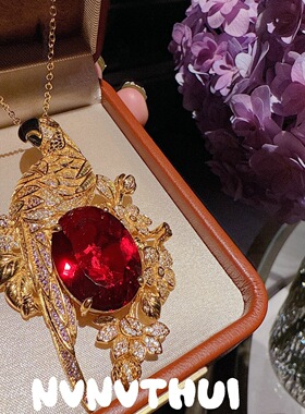 我的山与海方婉之谭松韵同款花丝鎏彩鸽血红鹦鹉宝石项链彩钻手镯