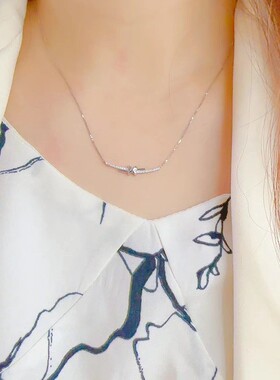 新闻女王文慧心佘诗曼同款绳结微笑项链字母x交叉简约吊坠锁骨链