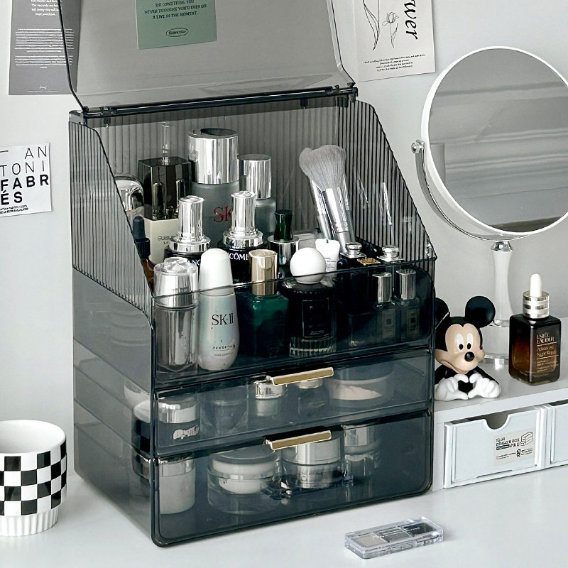 化妆盒2025新款梳妆台化妆品收纳盒高级感防尘超大面膜口红整理箱,淘宝优惠券,粉丝福利购,淘宝优惠卷