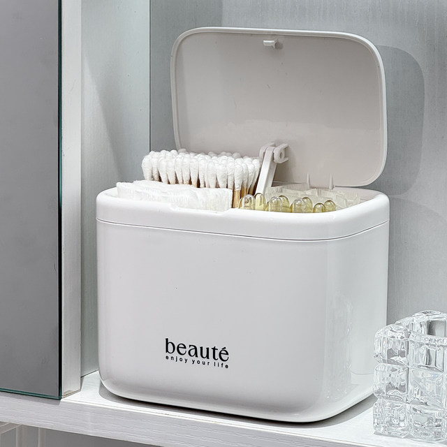 Cotton swab storage box with pop-up cover