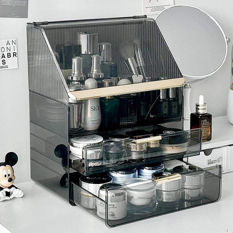 化妆盒2025新款梳妆台化妆品收纳盒高级感防尘超大面膜口红整理箱,淘宝优惠券,粉丝福利购,淘宝优惠卷