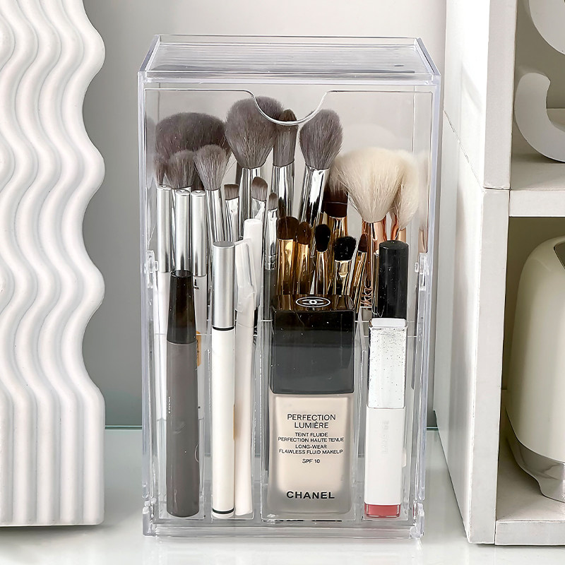 桌面化妆刷收纳筒防尘高级感化妆品整理盒分格口红眉笔梳妆台刷桶,淘宝优惠券,粉丝福利购,淘宝优惠卷