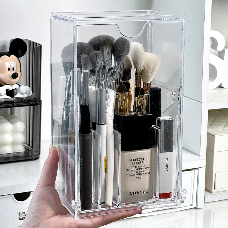 桌面化妆刷收纳筒防尘高级感化妆品整理盒分格口红眉笔梳妆台刷桶,淘宝优惠券,粉丝福利购,淘宝优惠卷