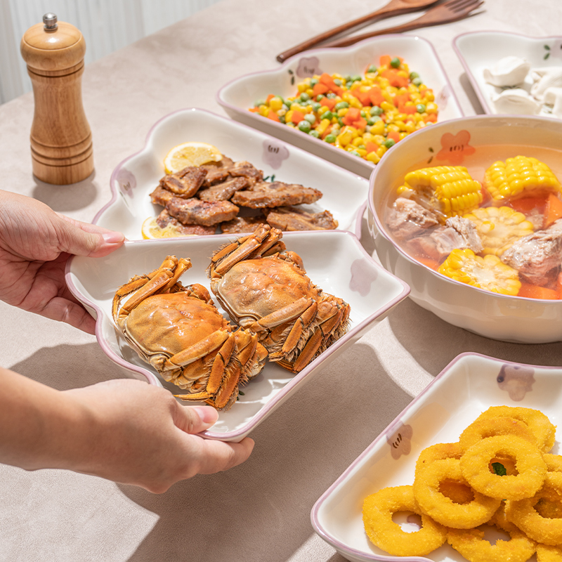 釉下彩年夜饭陶瓷家庭团圆碗碟拼盘组合餐具火锅备菜盘子家用套装 - 图1