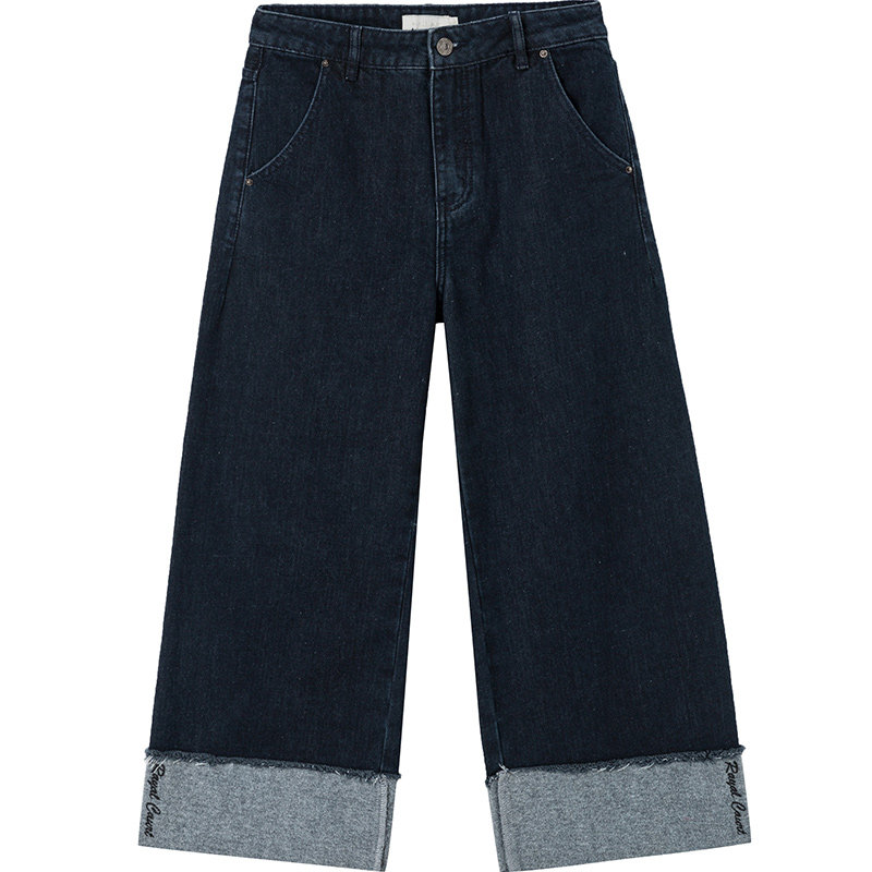 阿依莲2020秋冬新款阔腿裤休闲裤 ayilian牛仔裤