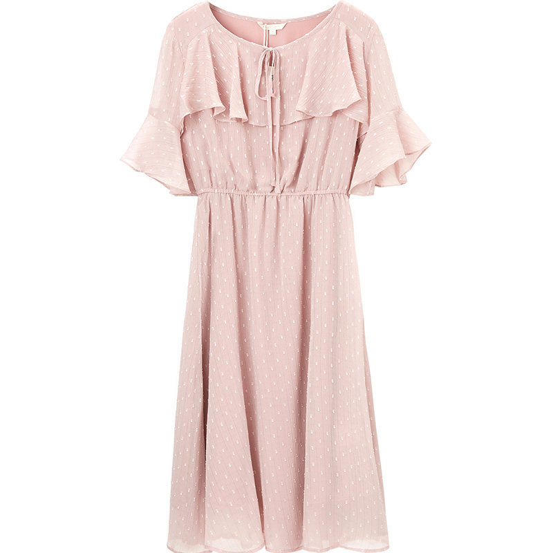 阿依莲2020夏季新款剪花收腰连衣裙 ayilian连衣裙