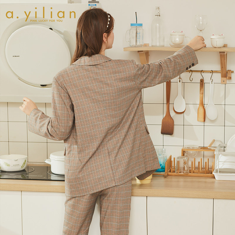 阿依莲新款格子西装外套设计感小众 ayilian西装