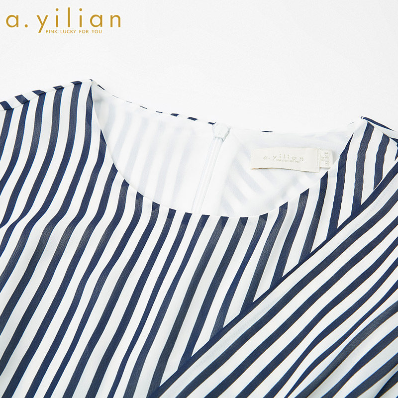 阿依莲连衣裙夏2020年新款显瘦条纹 ayilian连衣裙