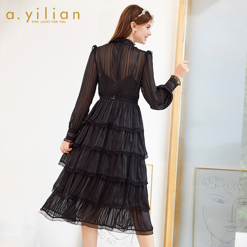 阿依莲2021新款优雅蕾丝女连衣裙 ayilian连衣裙