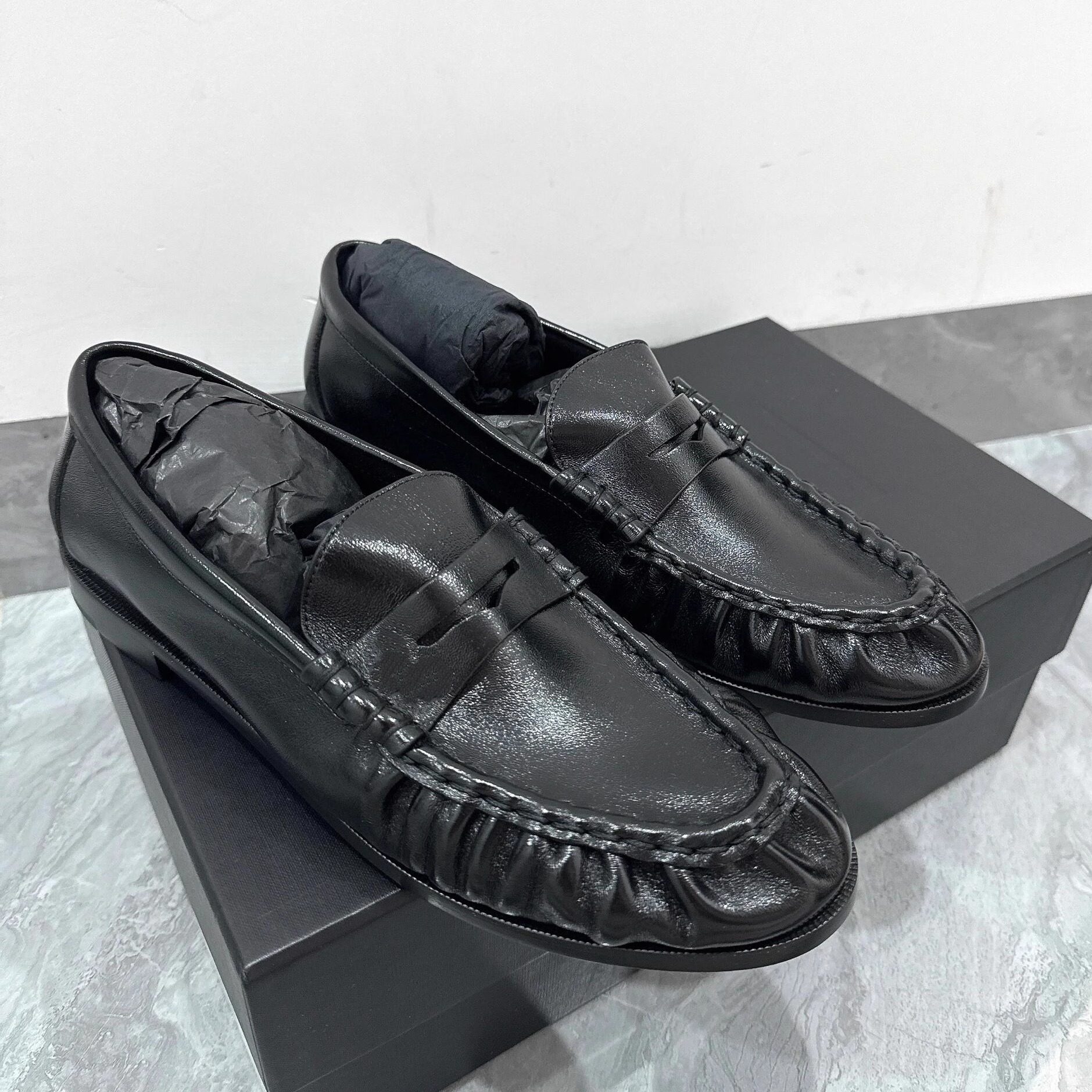 暗黑复古褶皱鳗鱼乐福鞋男女一脚蹬懒人鞋尖头德比鞋粗跟休闲皮鞋,淘宝优惠券,粉丝福利购,淘宝优惠卷