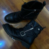 Dark retro pleated western cowboy boots work boots