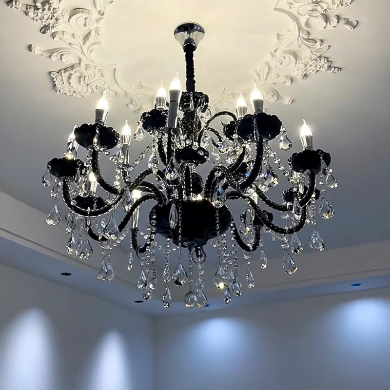 法式复古客厅水晶吊灯轻奢灯具黑色高级感2026新款设计师大厅主灯,淘宝优惠券,粉丝福利购,淘宝优惠卷