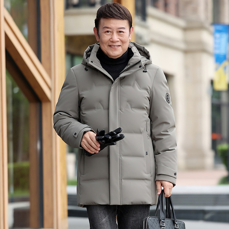 Yalu middle-aged and elderly men's mid-length down jacket for dad