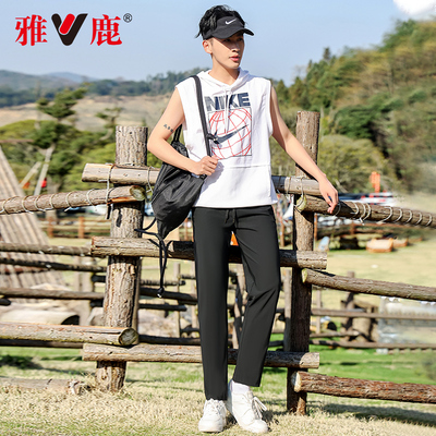 雅鹿2025夏季新款冰丝运动长裤