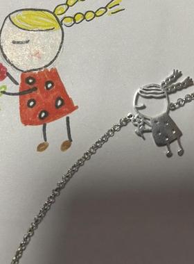 涂鸦项链diy银宝宝手绘画银饰