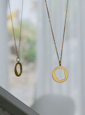 diy剪影轮廓宝宝肖像图案项链