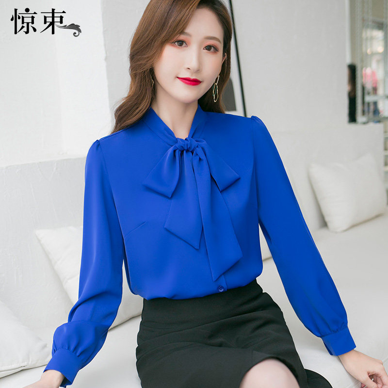 气质衬衫春秋雪纺百搭2020年打底衫 惊束衬衫