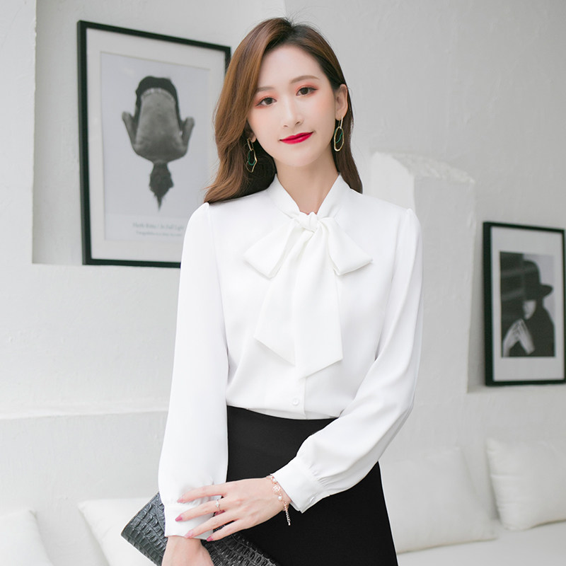 气质衬衫春秋雪纺百搭2020年打底衫 惊束衬衫
