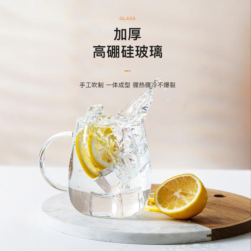 物生物玻璃杯家用茶水分离泡茶杯子水杯男带把手带盖花茶杯女茶具