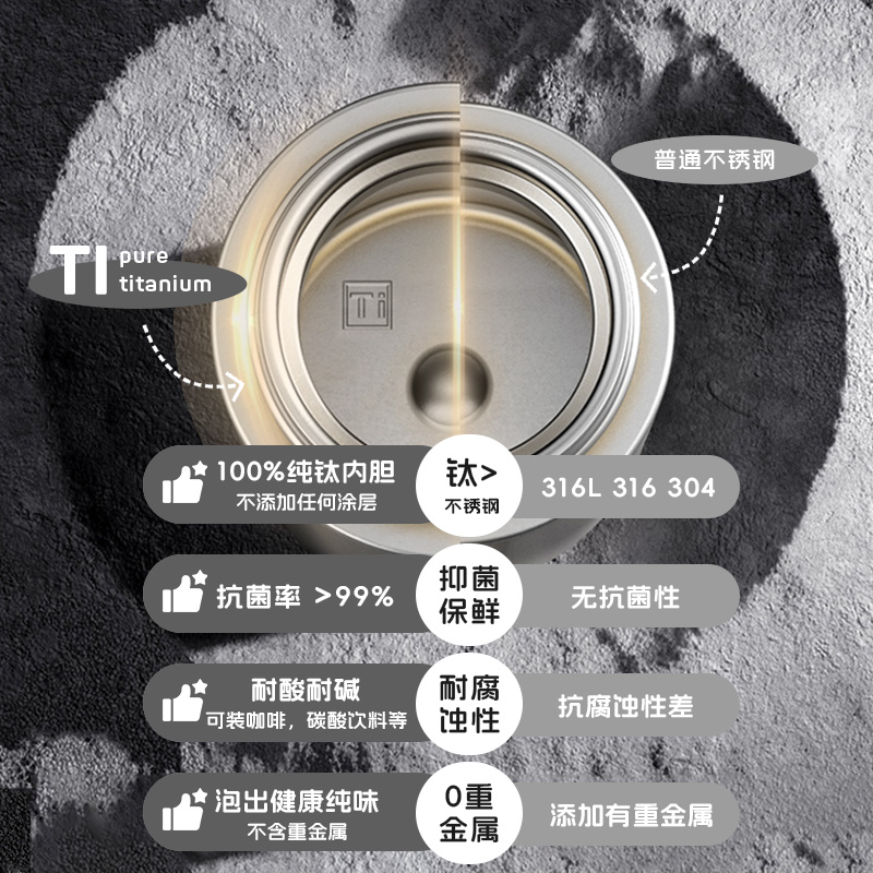 物生物双层纯钛保温杯茶水分离泡茶杯男女士高端钛杯大容量水杯子