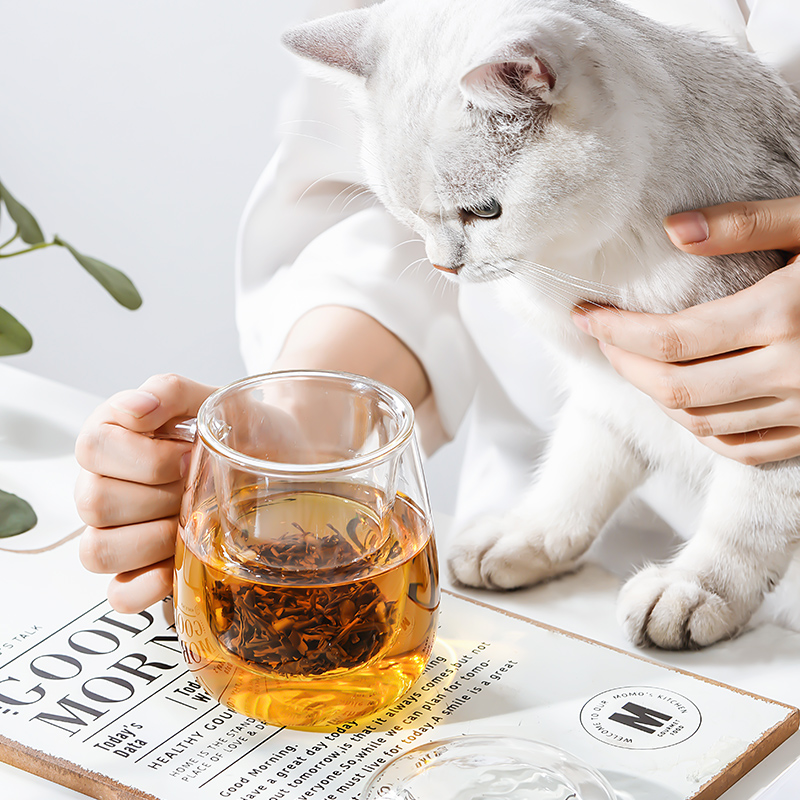 物生物玻璃杯办公室水杯家用喝水泡茶杯茶水分离杯子女新款花茶杯-图2