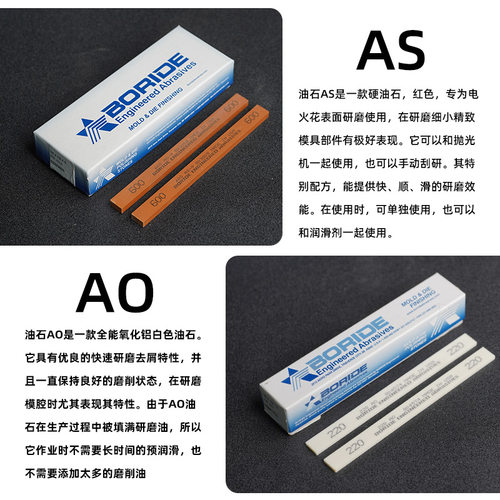 美国必宝油石1/4*1/2*6模具抛光油石条AO白AS红150#-600#BORIDE - 图1