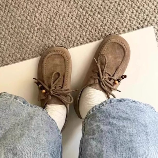 Opel欧宝25年秋冬新款复古平底真皮百搭拼色浅口单鞋女鞋勃肯鞋,淘宝优惠券,粉丝福利购,淘宝优惠卷