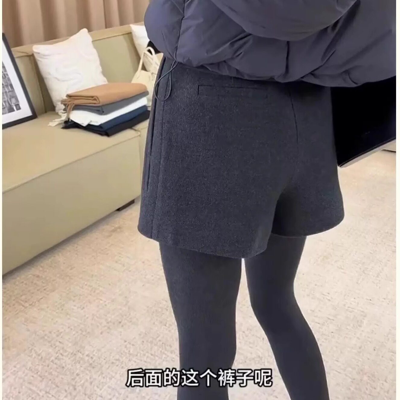 不规则毛呢裙裤加厚短裤大码冬高腰遮肚外穿打底a字休闲阔腿靴裤,淘宝优惠券,粉丝福利购,淘宝优惠卷