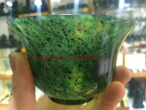 甘肃特产祁连玉 酒泉玉鸳鸯玉 墨玉 盖碗 茶具 夜光杯 礼品 精品 - 图1