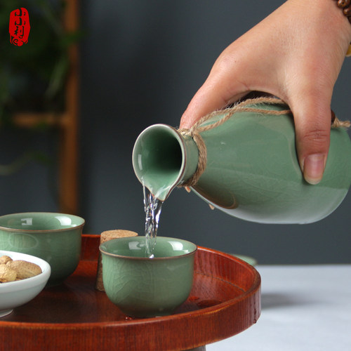 包邮小利青瓷酒具套装黄酒陶瓷分酒器中式仿古温酒壶烧酒杯清酒杯 - 图0