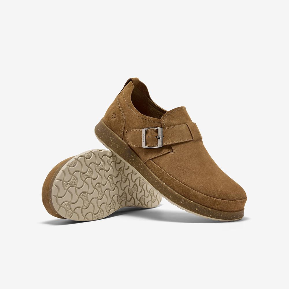 Bata勃肯鞋男2025秋季新品英伦风复古牛剖皮厚底一脚蹬25127CM5 - 图1