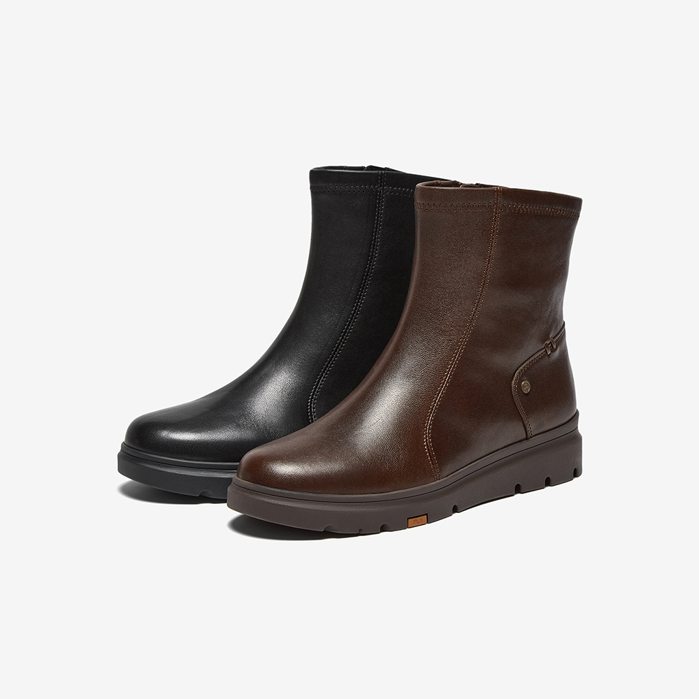 Bata时装靴女2025冬商场新款羊皮软底通勤厚底加绒短筒靴ABN69DZ5 - 图3