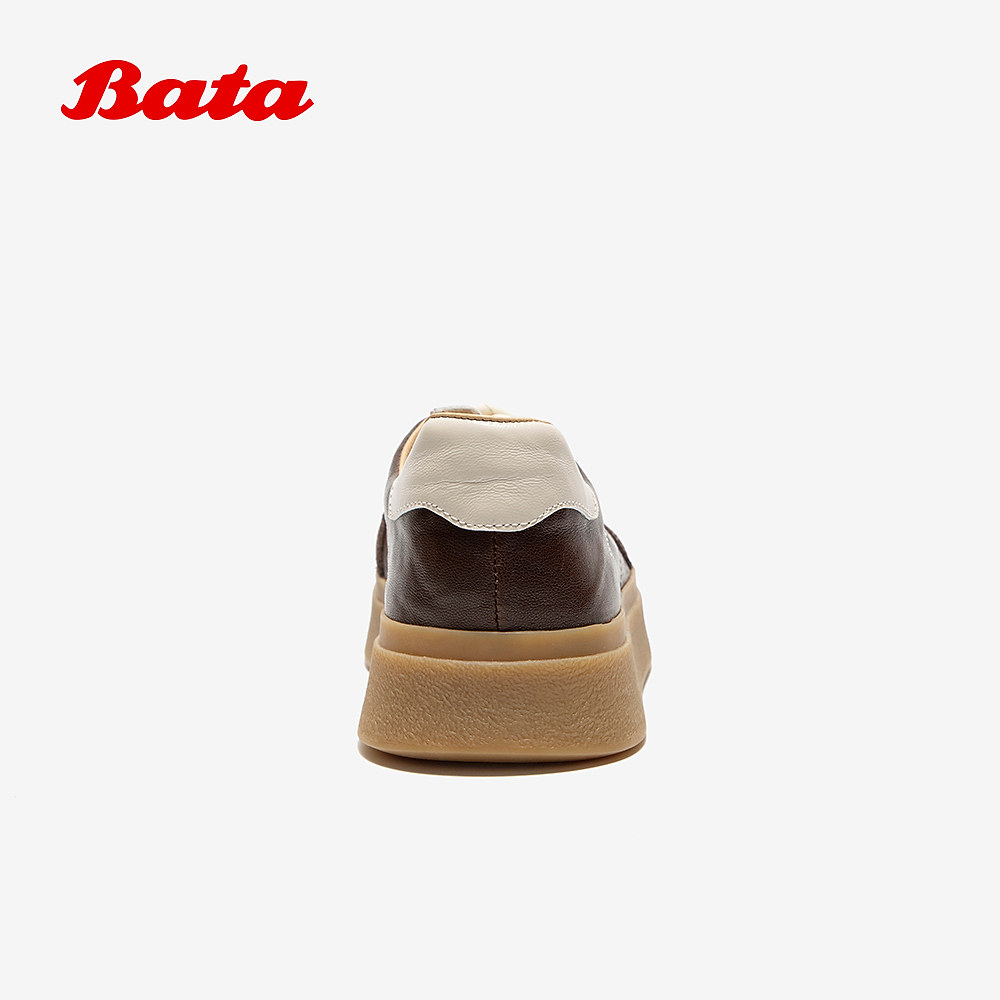Bata羊皮书德训鞋2026春商场新款百搭休闲鞋运动厚底板鞋UZL01AM6,淘宝优惠券,粉丝福利购,淘宝优惠卷