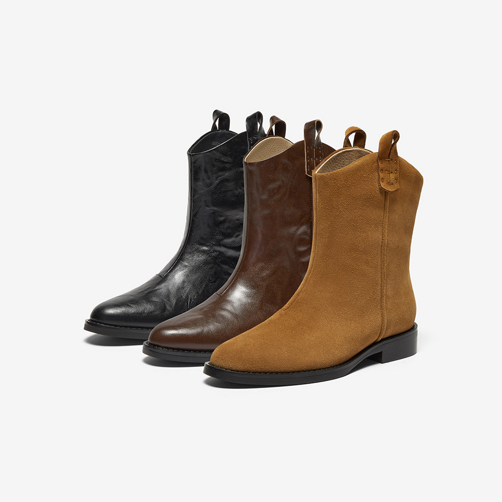 董璇同款Bata小耳朵西部靴女冬季新款复古百搭中筒时装靴53523DZ4,淘宝优惠券,粉丝福利购,淘宝优惠卷