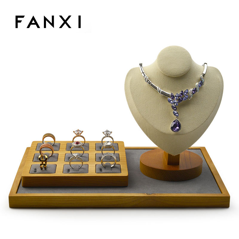 凡西FANXI戒指展示架实木戒指盘首饰展示托盘饰品架9位戒指收纳托_虎窝淘
