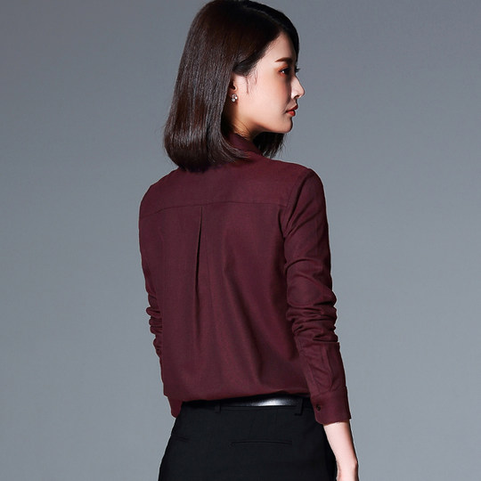 Burgund Furry Shirt für Frauen Langarm der Chic Frühling und Herbst Neues modisches Temperament Design Top Professional Shirt
