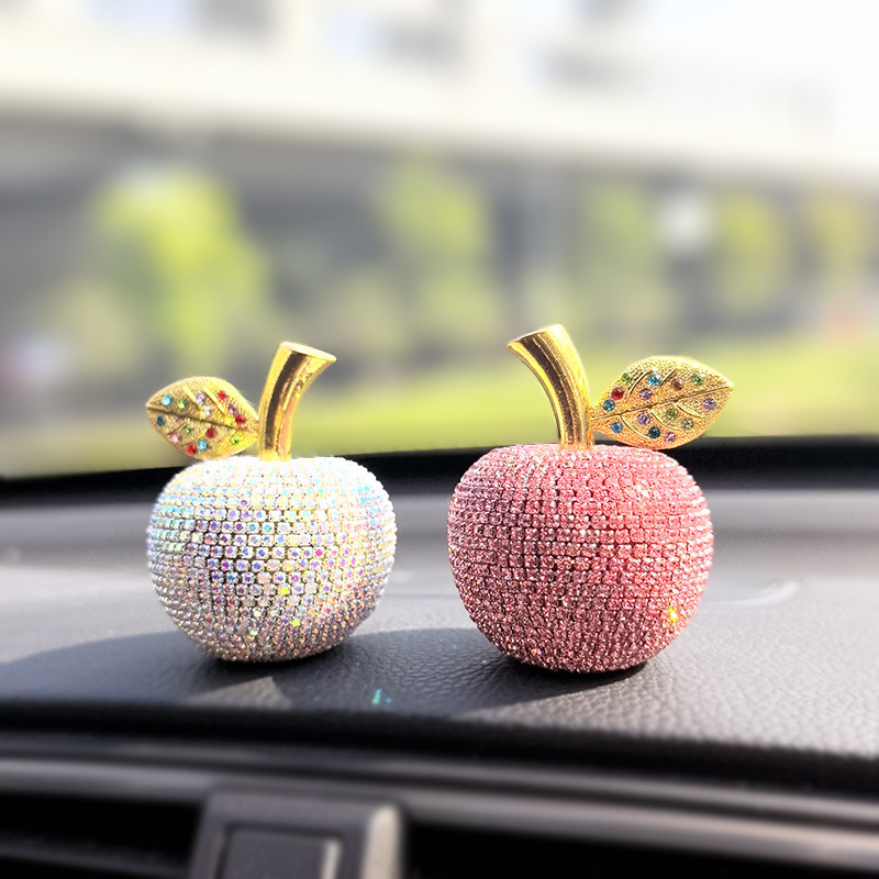 水晶镶钻创意苹果汽车高档车内装饰中控台用品车载礼品摆件平安,淘宝优惠券,粉丝福利购,淘宝优惠卷