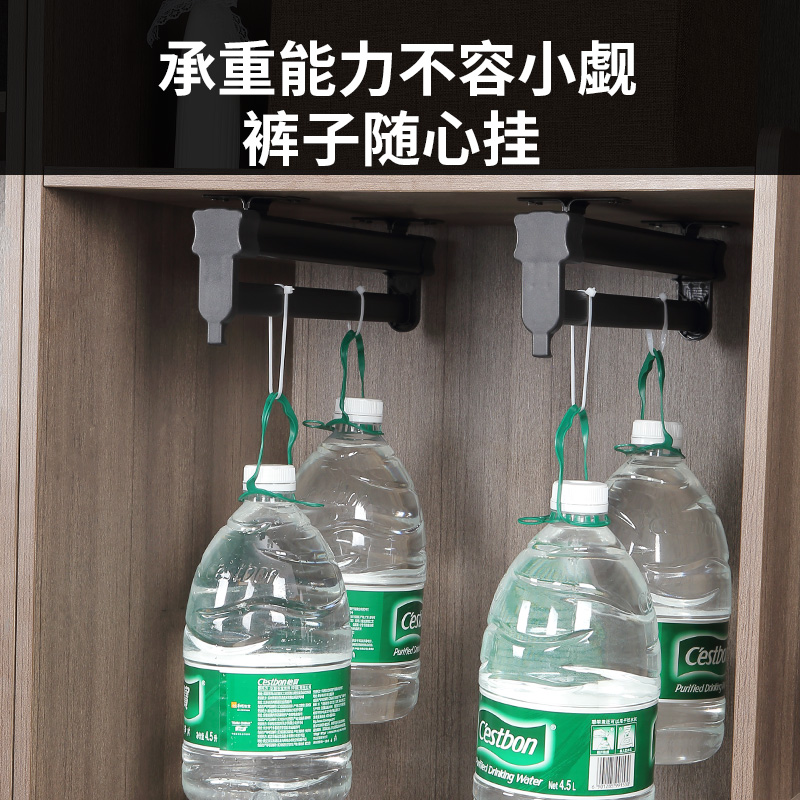 顶装伸缩裤架衣柜内置滑轨家用衣帽间西裤收纳多功能抽拉裤挂配件-图2