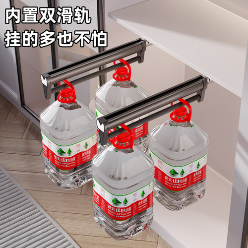 衣柜挂衣杆内置挂衣架顶装抽拉式伸缩晾衣架滑轨衣橱竖向纵向横杆 - 图2