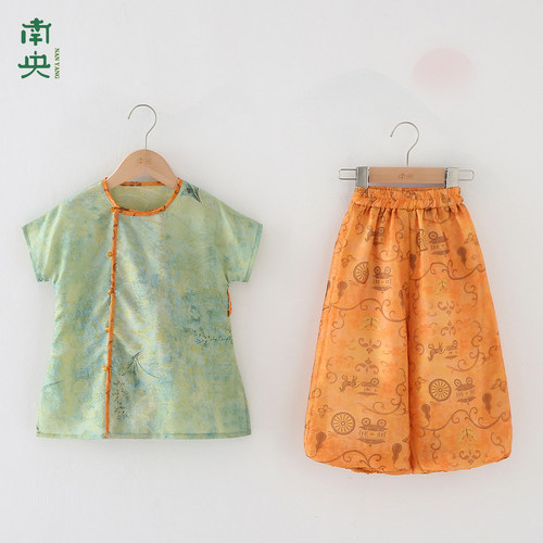 南央日常可穿汉服男童唐制服装儿童唐朝圆领衫小男孩短袖古装夏季 - 图0