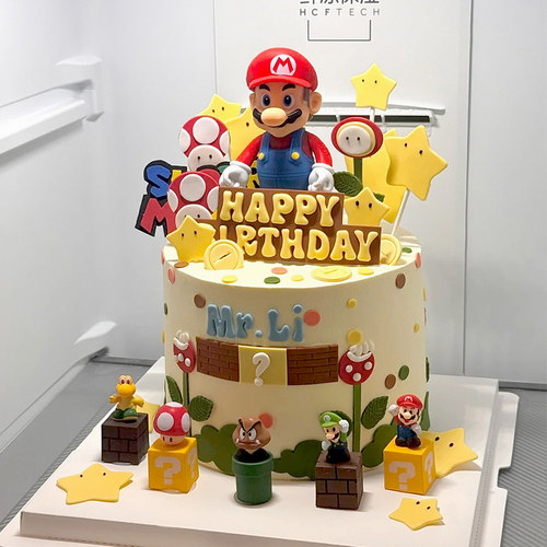 网红同款超级玛丽蛋糕装饰 卡通马里奥摆件儿童生日烘焙MARIO插件 - 图3