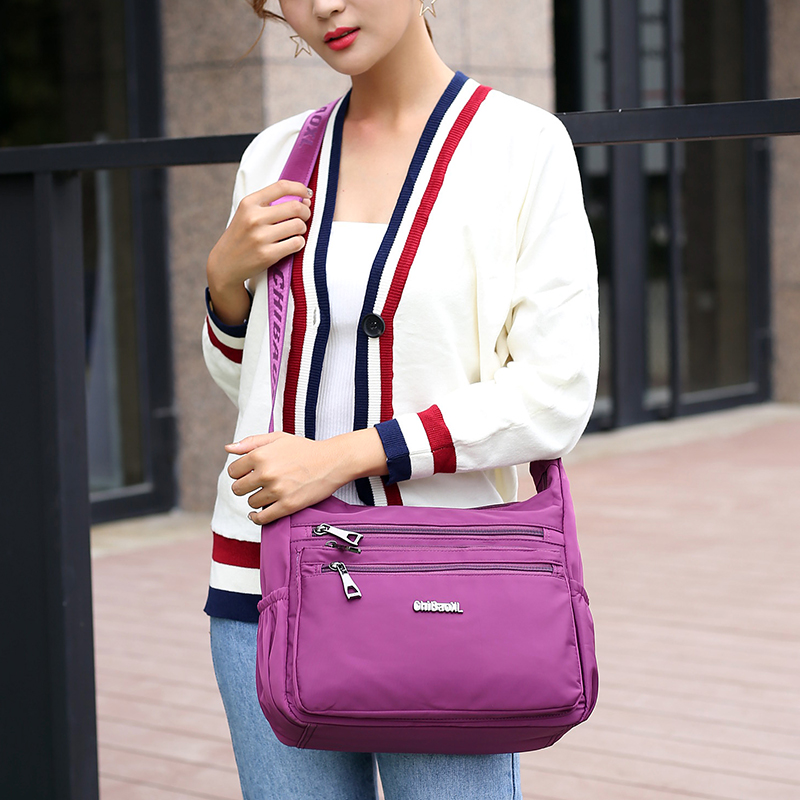 2025新款牛津单肩布袋背包多口袋百搭帆布尼龙中年妈妈斜挎女布包 - 图0