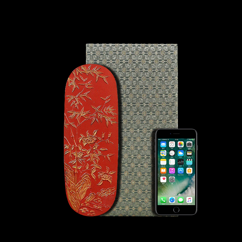 国家非遗 1983年制 清代乾隆老墨版《凌云向日》收藏级老朱砂墨块 胡开文陈墨条 徽墨文房四宝 手工艺术作品 - 图3