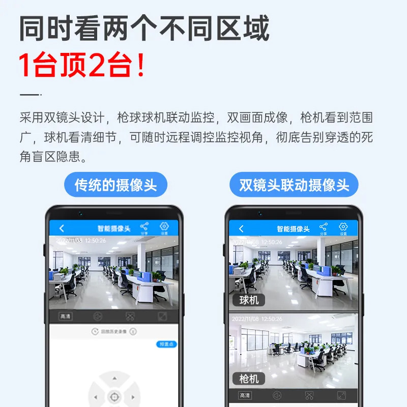 华为智选太阳能摄像头双目监控器户外4G远程手机无线家用高清夜视 - 图0