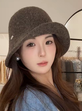 秋冬新款显脸小渔夫帽女方圆脸
