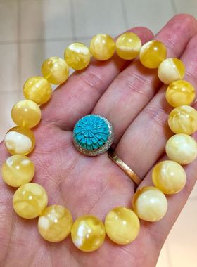 俄料蜜蜡颜色浓郁美貌手串