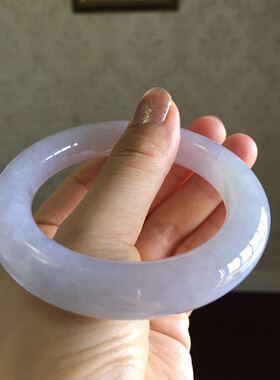 A货天然粗圆条淡紫色手镯