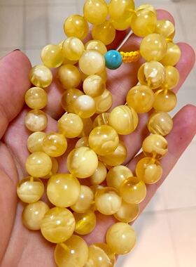 俄料蜜蜡颜色漂亮灵动风塔链