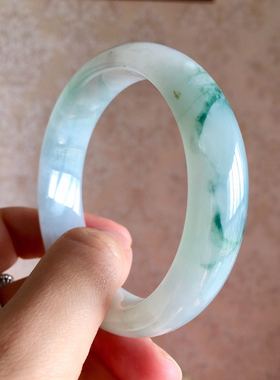 a货老坑飘花翡翠手镯